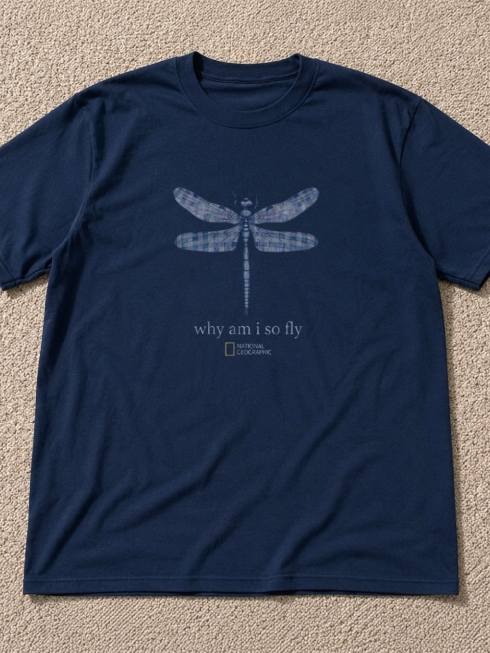 Men’s Navy Dragonfly Graphic Tee with Text